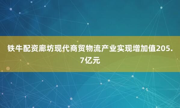 铁牛配资廊坊现代商贸物流产业实现增加值205.7亿元