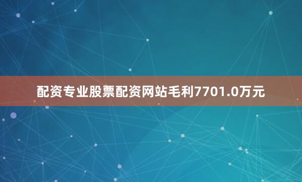 配资专业股票配资网站毛利7701.0万元