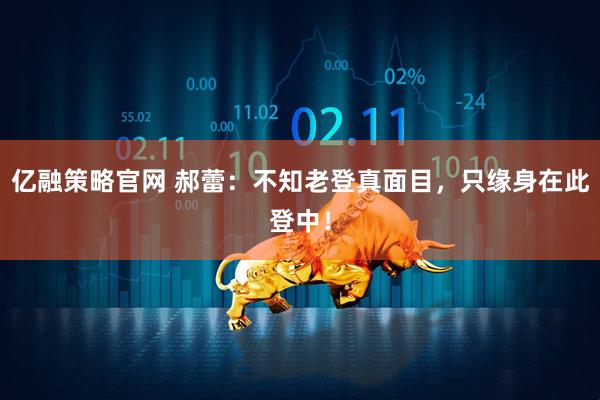 亿融策略官网 郝蕾：不知老登真面目，只缘身在此登中！