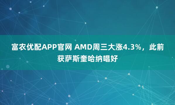 富农优配APP官网 AMD周三大涨4.3%，此前获萨斯奎哈纳唱好